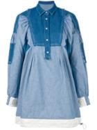 Sacai Patchwork Denim Dress, Women's, Size: 2, Blue, Cotton/linen/flax/nylon