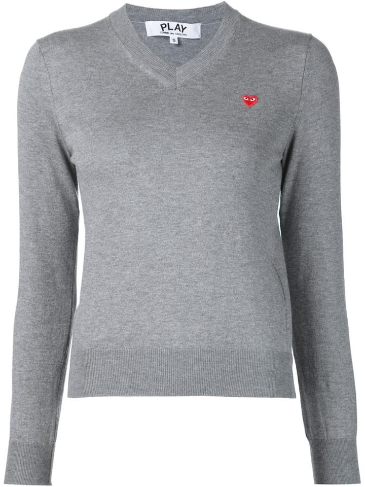Comme Des Garçons Play Mini Heart V-neck Jumper - Grey