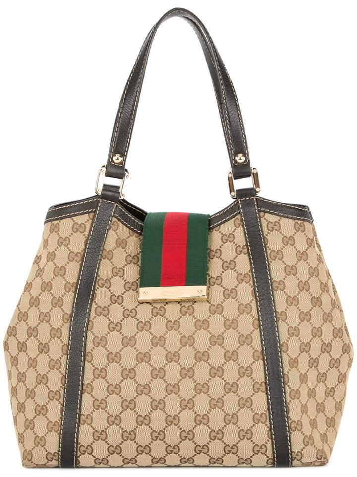 Gucci Vintage Gg Shelly Line Handbag - Nude & Neutrals