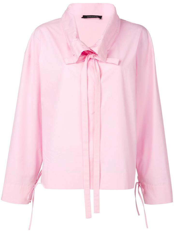 Cédric Charlier Drawstring Collar Shirt - Pink & Purple