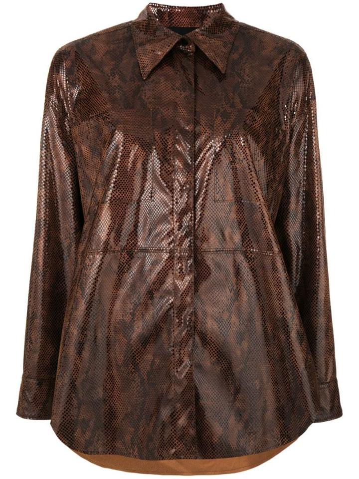 Msgm Snakeskin Effect Shirt - Brown