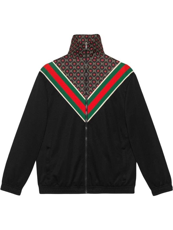 Gucci Oversize Jersey Jacket With Gg Star - Black