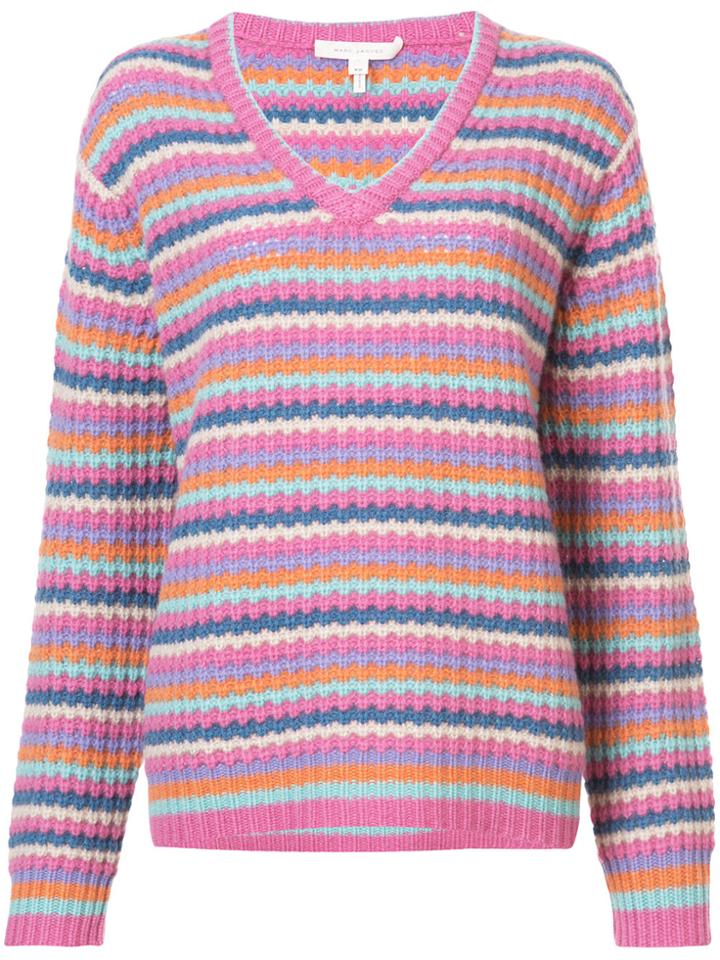Marc Jacobs Cashmere Striped Sweater - Pink & Purple
