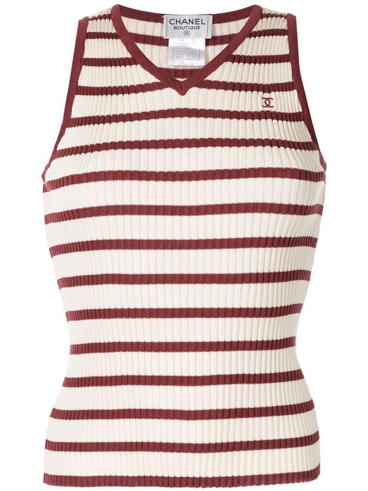 Chanel Pre-owned Striped Sleeveless Blouse - Neutrals