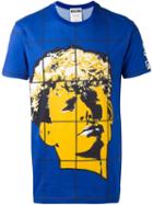 Moschino Face Print T-shirt, Men's, Size: 46, Blue, Cotton