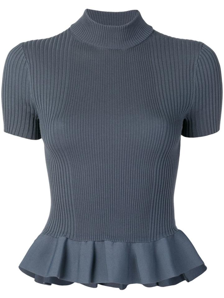 Alexander Wang Ribbed Knit Peplum T-shirt - Blue