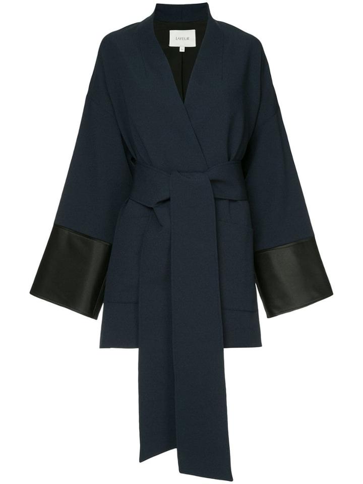 Layeur Two-tone Kimono Jacket - Blue
