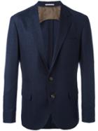 Brunello Cucinelli Flap Pockets Blazer, Men's, Size: 50, Blue, Linen/flax/wool/silk/cupro