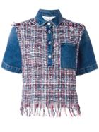 Msgm Tweed Denim Shirt - Blue