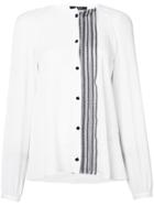Derek Lam Collarless Button-down Blouse With Lace Placket - White