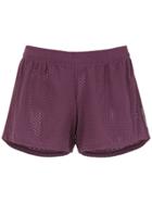 Track & Field Mesh Panelled Shorts - Pink & Purple