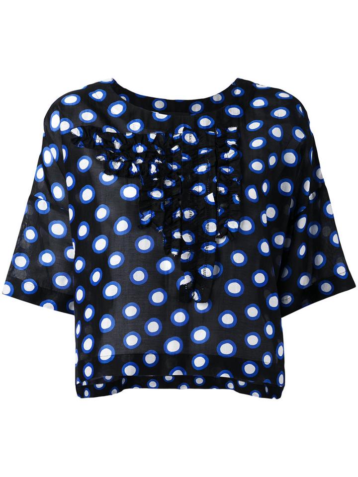 Boutique Moschino Dots Print Shift Blouse, Women's, Size: 38, Black, Cotton/silk