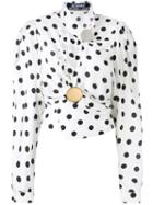 Jacquemus - Dots Print Draped Blouse - Women - Silk/cotton/viscose - 38, White, Silk/cotton/viscose