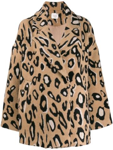Alysi Leopard Print Coat - Brown