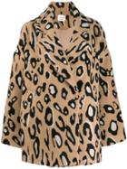 Alysi Leopard Print Coat - Brown