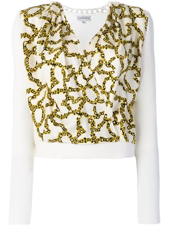 Carven Link Print Envelope Blouse - White