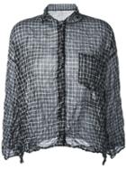 Pleats Please By Issey Miyake Grid Print Shirt, Women's, Size: 5, Black, Polyester