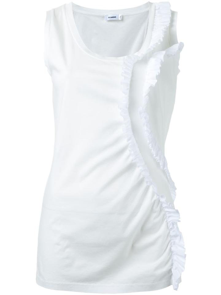 Jil Sander Frill Detail Tank Top, Women's, Size: Small, White, Cotton