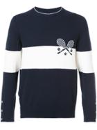 Thom Browne Crewneck Pullover With Striped Tennis Icon In Cashmere -