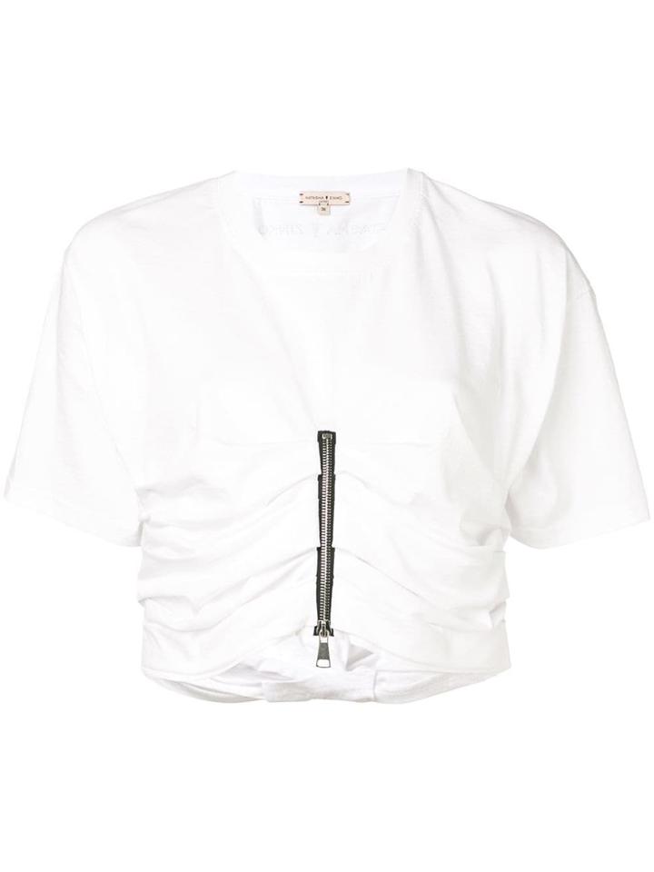 Natasha Zinko Cropped Zip T-shirt - White