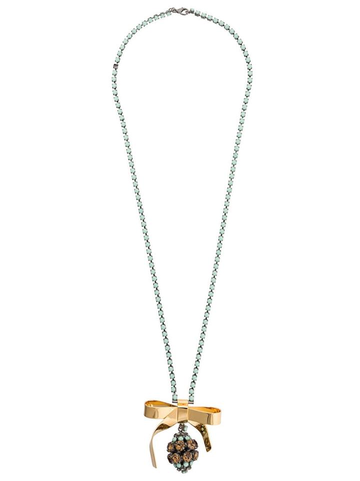 Marni Strass Bow Necklace - Green
