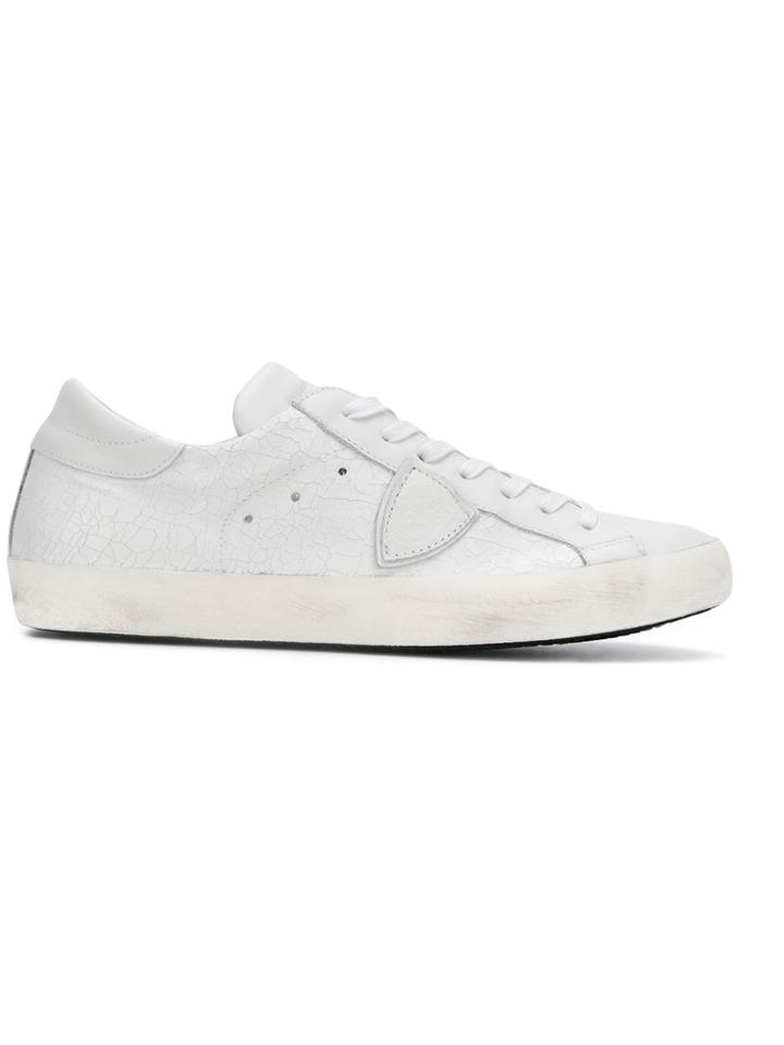 Philippe Model Distressed Lace-up Sneakers - White
