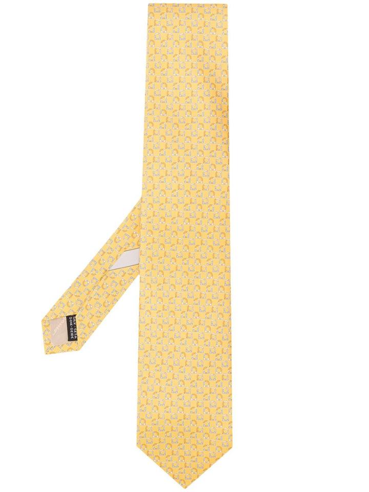 Salvatore Ferragamo Gancini Print Tie - Yellow