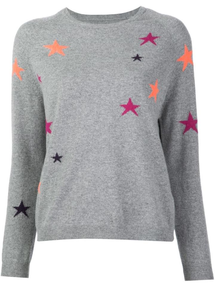 Chinti And Parker Star Intarsia Jumper, Women's, Size: Medium, Grey, Cashmere