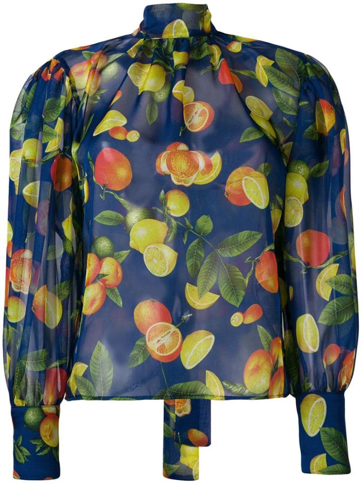 Msgm Citrus Print Blouse - Blue