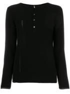 Raquel Allegra Colour Block Henley Top - Black