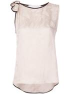 8pm Bow Detail Printed Top - Nude & Neutrals