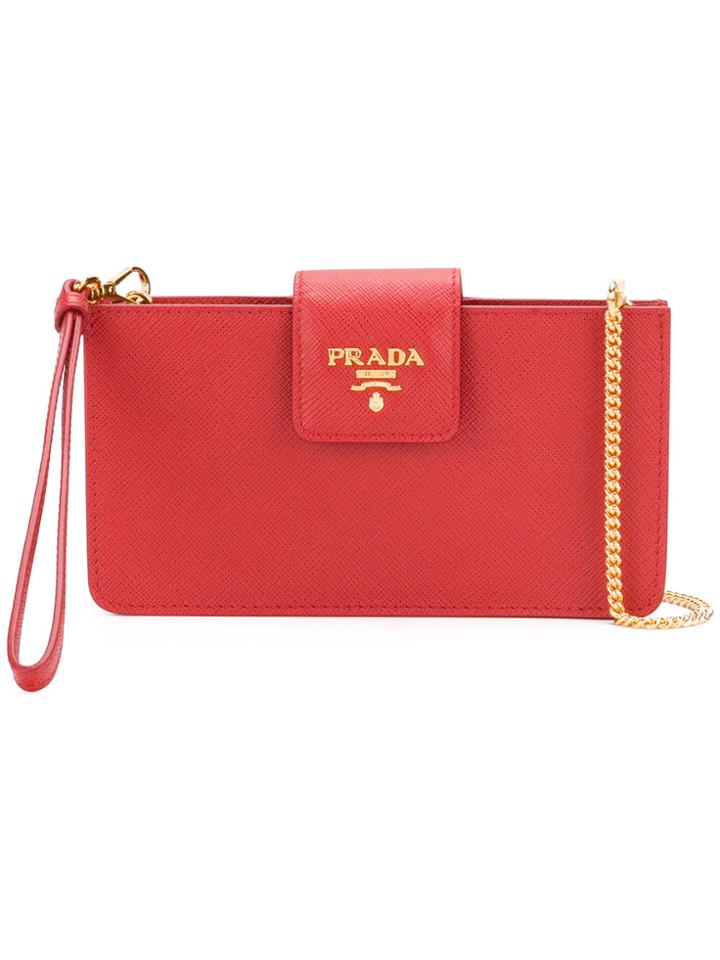 Prada Saffiano Cross-body Bag - Red