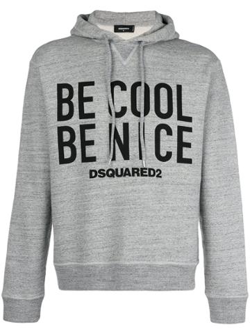 Dsquared2 Be Cool Be Nice Print Hoodie - Grey