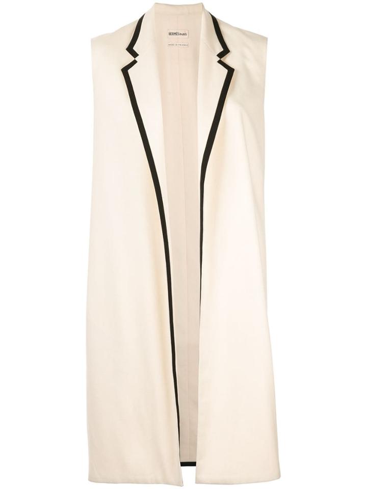 Hermès Pre-owned Cashmere Sleeveless Midi Jacket - White