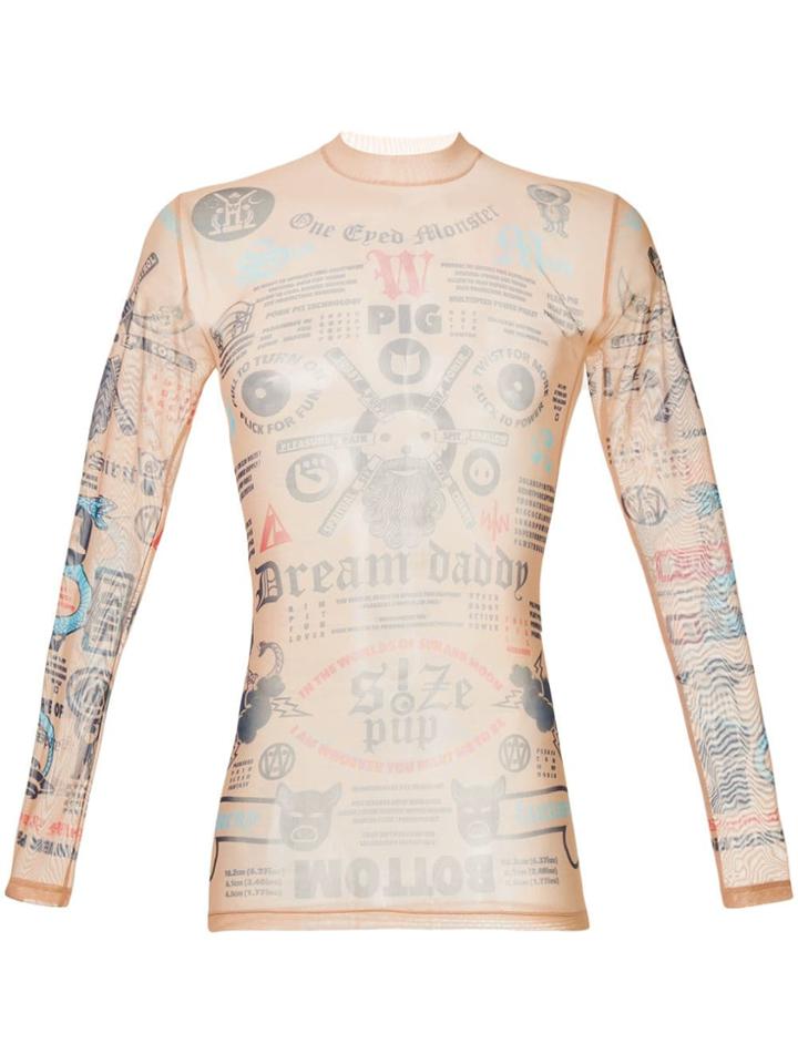Walter Van Beirendonck Tattoo Fitted Sweatshirt - Nude & Neutrals