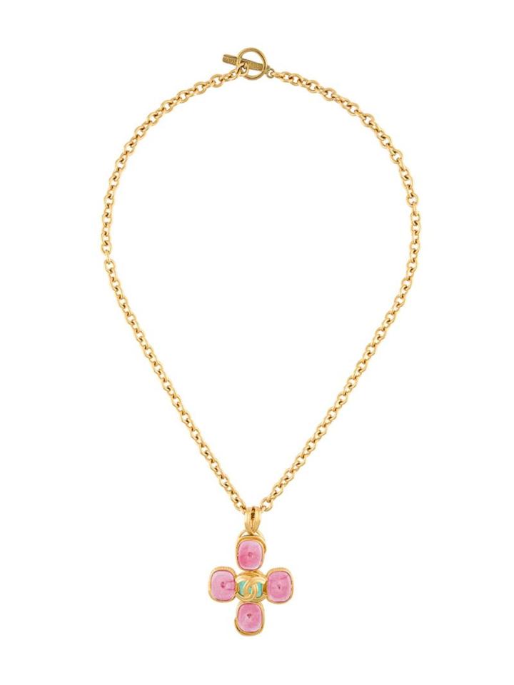 Chanel Vintage Vintage Cc Logo Cross Pendant Necklace