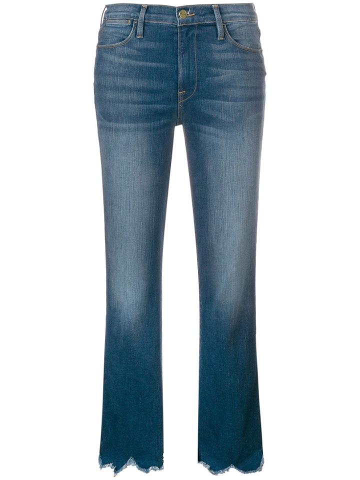 Frame Distressed Cropped Jeans - Blue