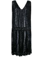 William Vintage Sequinned V-neck Dress - Black
