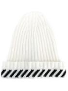 Off-white Diagonal Stripe Beanie, Men's, Black, Virgin Wool/viscose/polyamide/cashmere