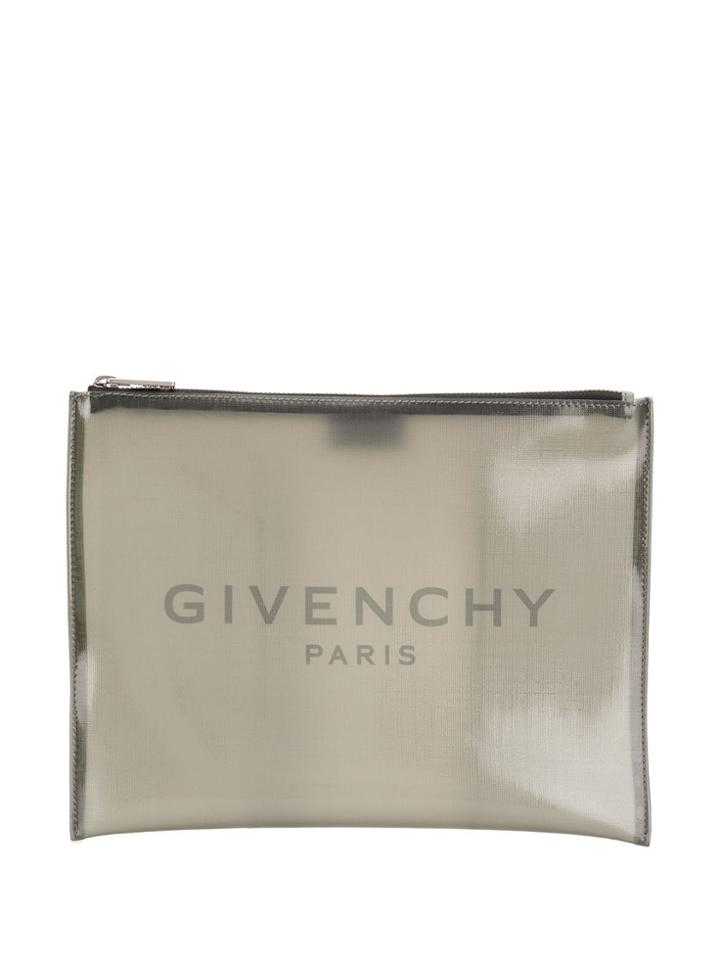 Givenchy Logo Print Clutch - Grey