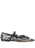 L'autre Chose Floral Lace Ballerina Shoes - Black
