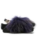Emanuela Caruso Fur Detail Sandals - Pink & Purple