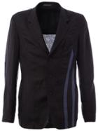 Yohji Yamamoto Curves Embroidered Blazer, Men's, Size: 2, Black, Cotton/linen/flax/cupro/tencel