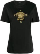 Versace Medusa Logo Embroidered T-shirt - Black