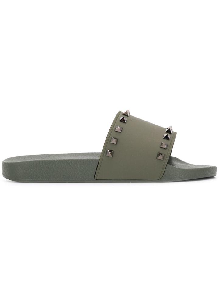 Valentino Valentino Garavani Rockstud Slides - Green