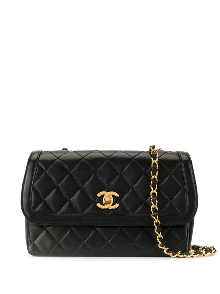 Chanel Pre-owned 1990s Quilted Cc Shoulder Bag - Black