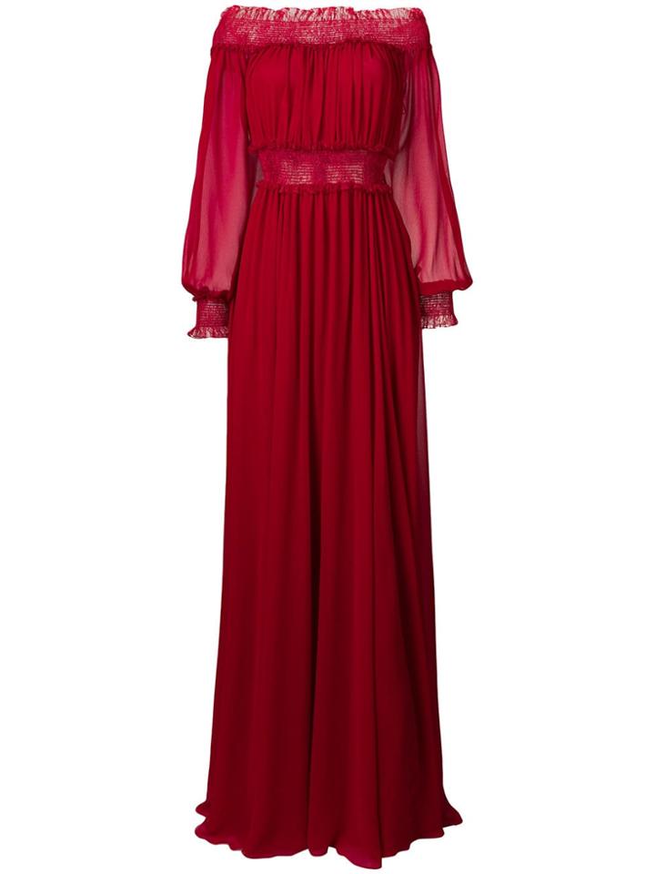Giambattista Valli Off Shoulder Ruched Gown - Red