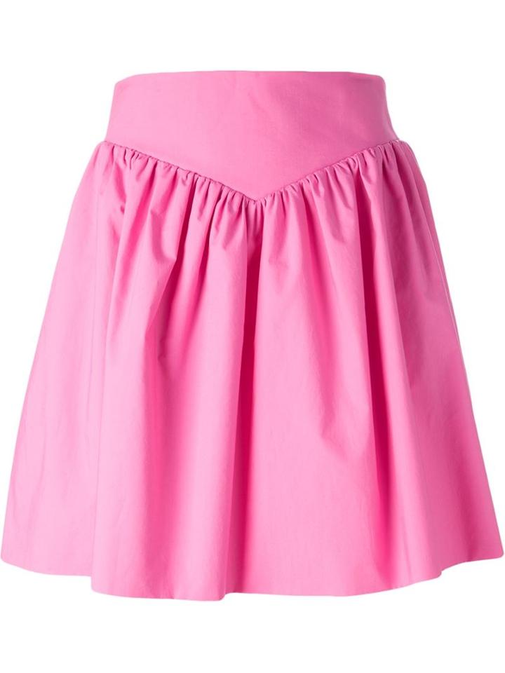 Moschino Wasitband Pleated Skirt, Women's, Size: 40, Pink/purple, Cotton