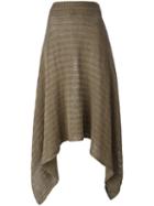Stella Mccartney - Uneven Hem Skirt - Women - Linen/flax - 40, Green, Linen/flax