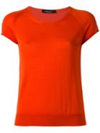 Roberto Collina Round Neck Knitted T-shirt, Women's, Size: Medium, Yellow/orange, Merino